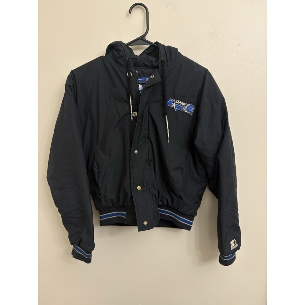 VTG 90s Orlando Magic Starter Jacket Kids Large NBA Puffer Hooded Full Zip